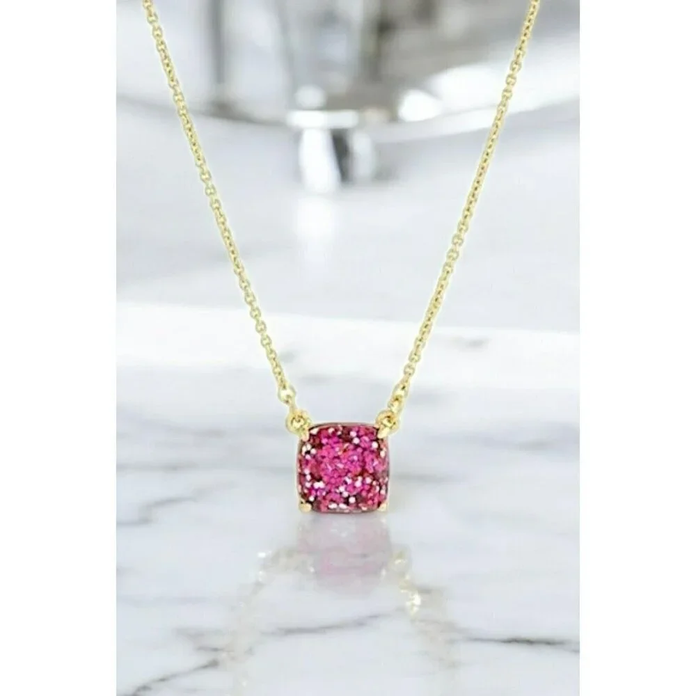 Kate Spade New York Cause A Stir Glitter Pendant Necklace in Pink